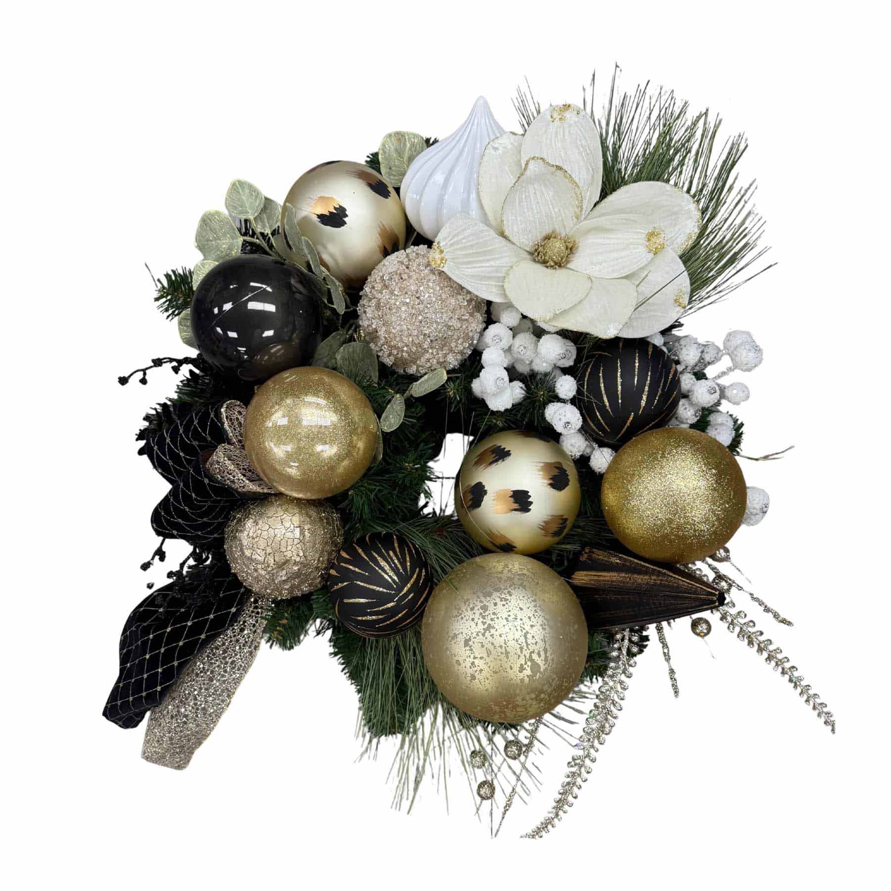 Golden Evergreen Decorated Wreath